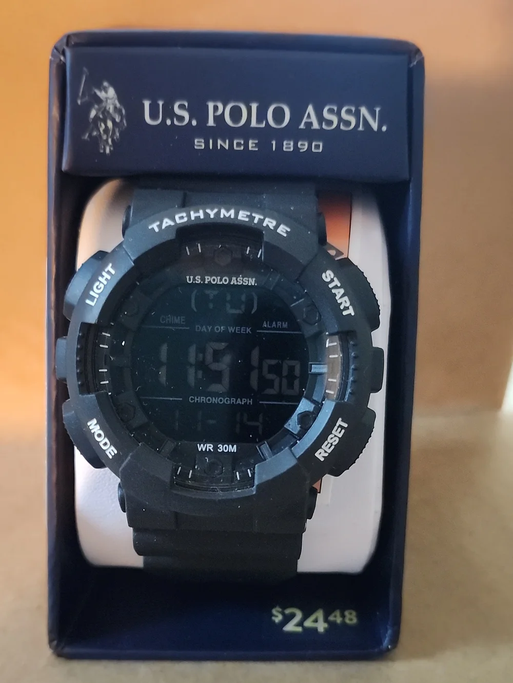 U.S. Polo Assn. Men’s Black Digital Tachymetre Sport Watch